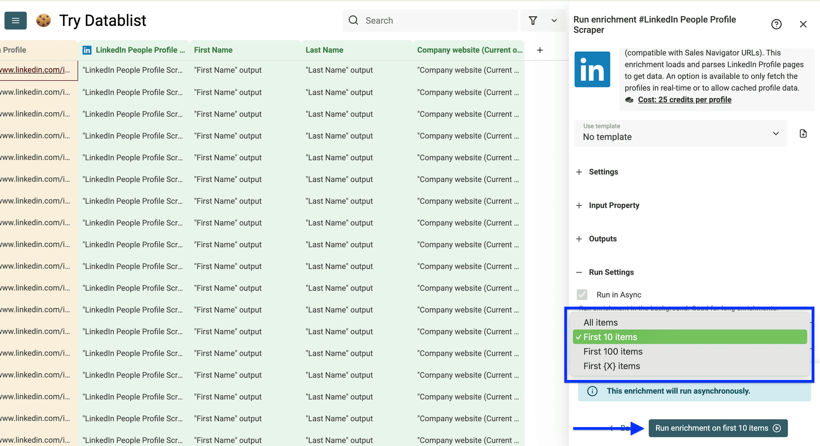 LinkedIn Profile Scraperの実行設定