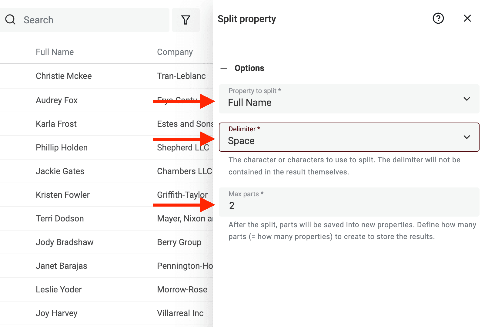 Split Propertyを設定