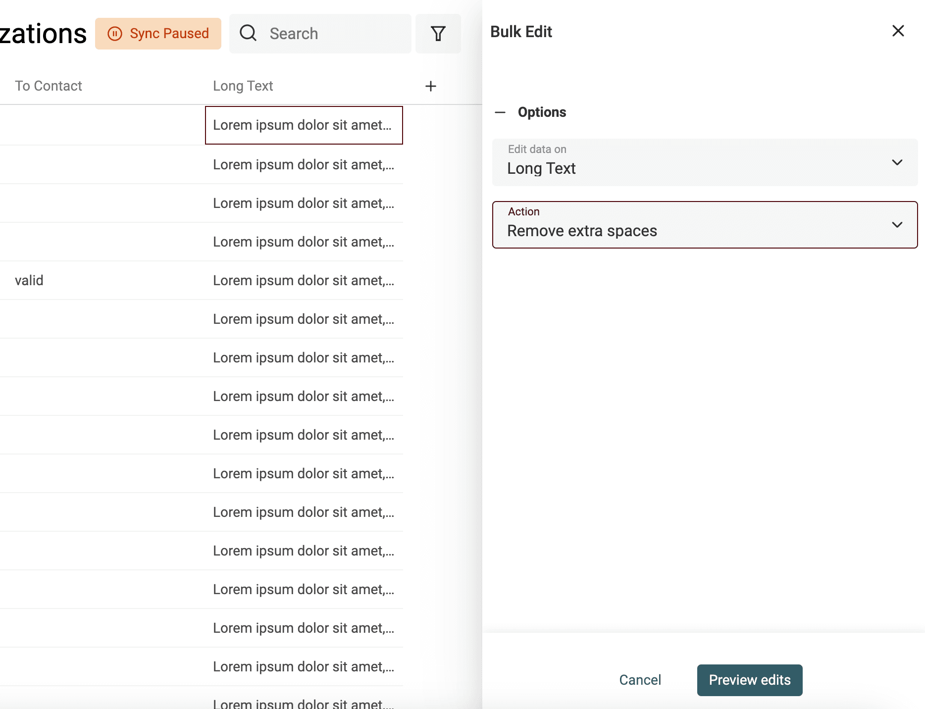 Configuração para remover espaços extras