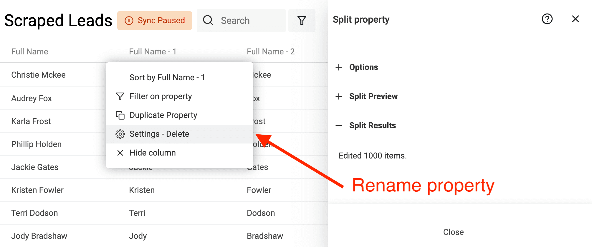 First NameとLast Nameへの分割結果