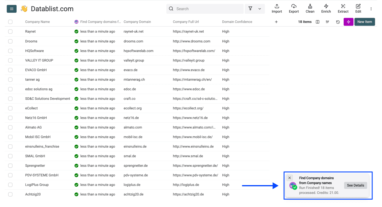 Clearbit Alternative For Company Name To Domain - Datablist’s Domain Finder