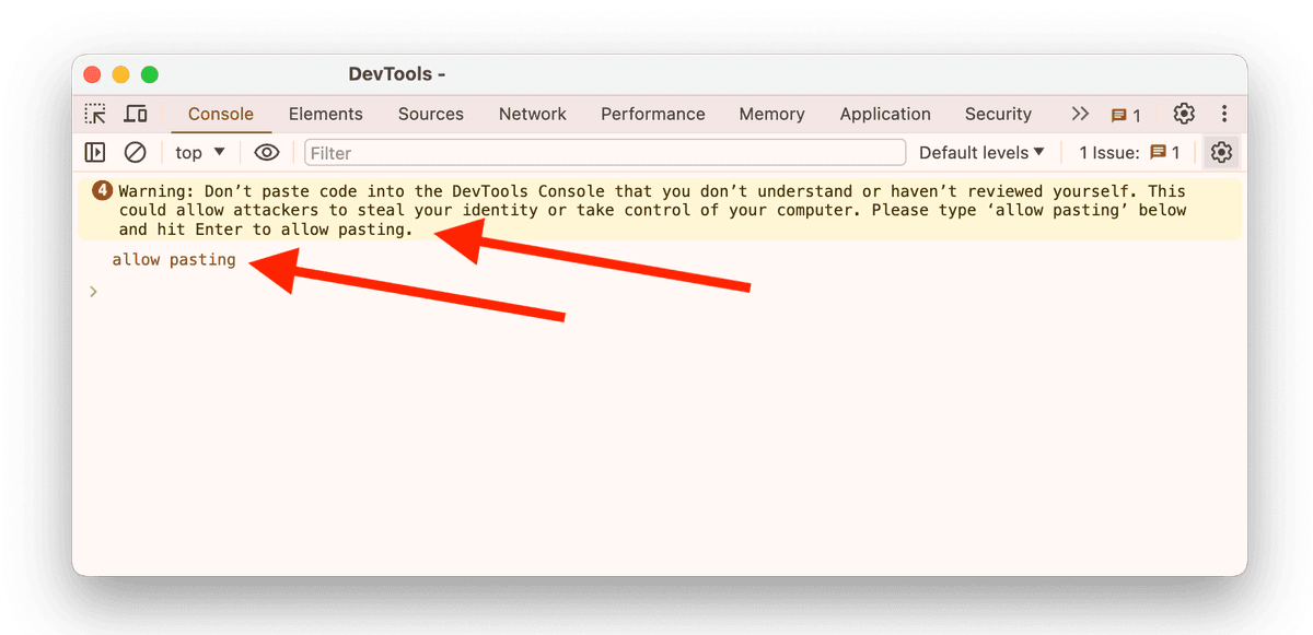 Chrome Console warning