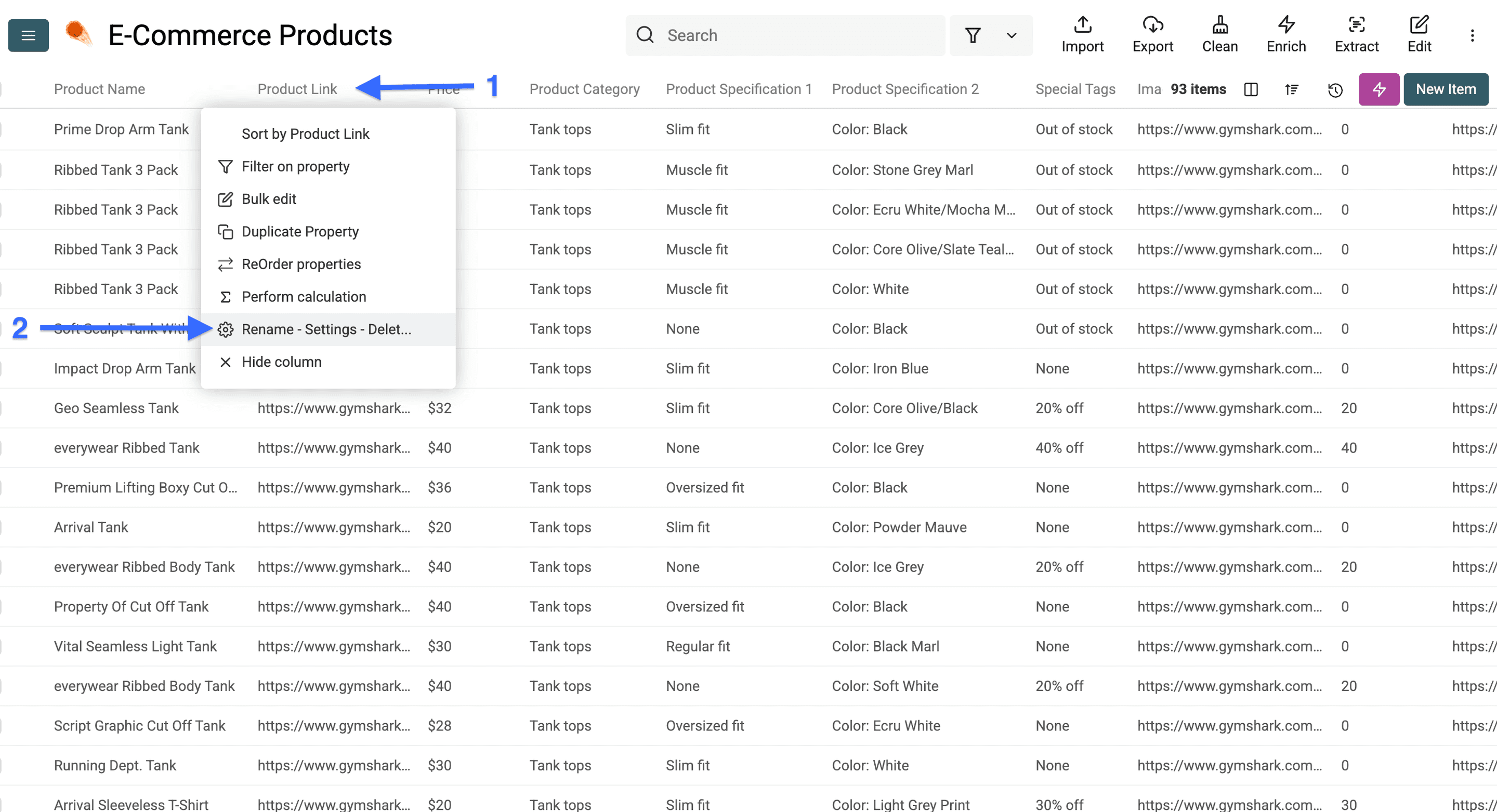 Como extrair dados de qualquer site - Configurações da coluna