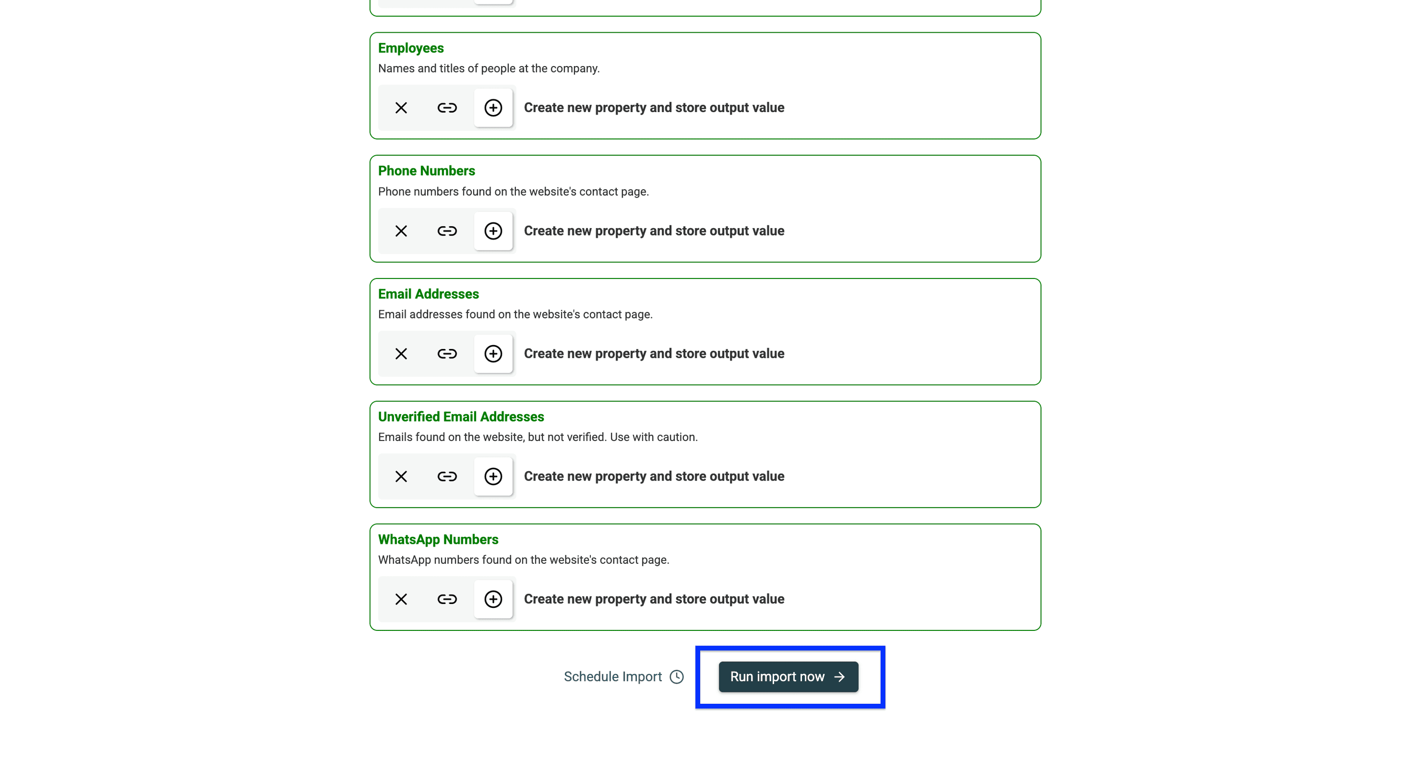 DatablistのTechnology Finder:output field configuration