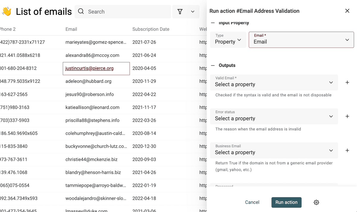 Seleccione "Email Address Validation"