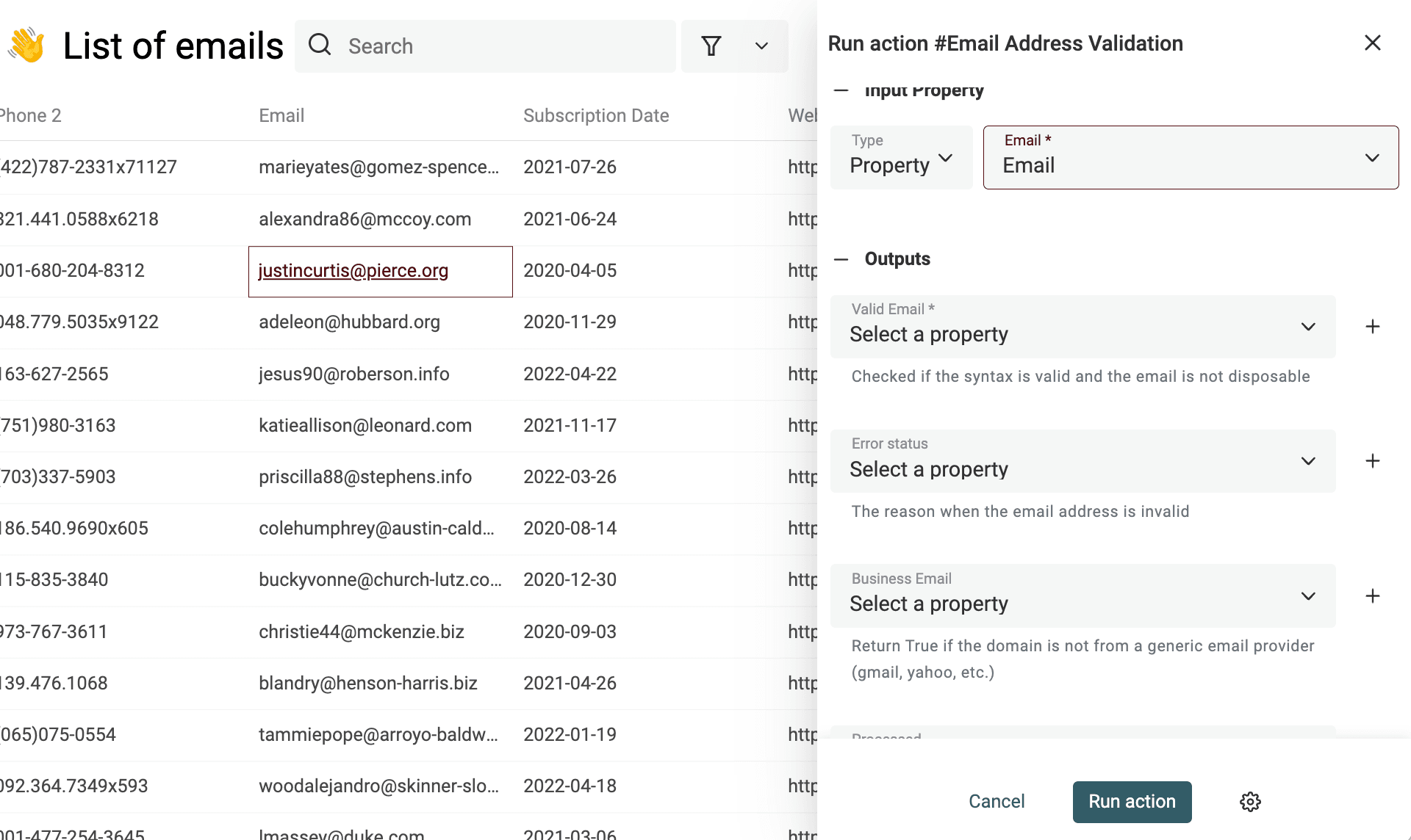 Free Email Address Validationを選択