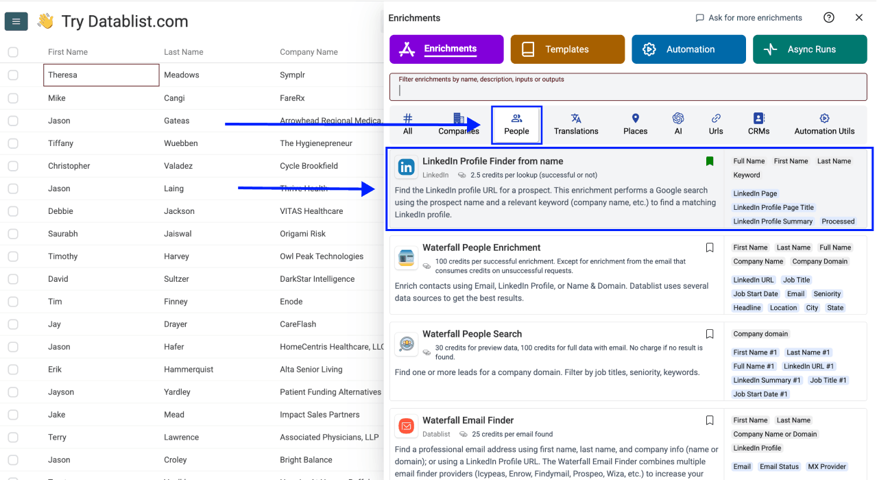 Como encontrar perfis do LinkedIn por nome em massa - Biblioteca de ferramentas