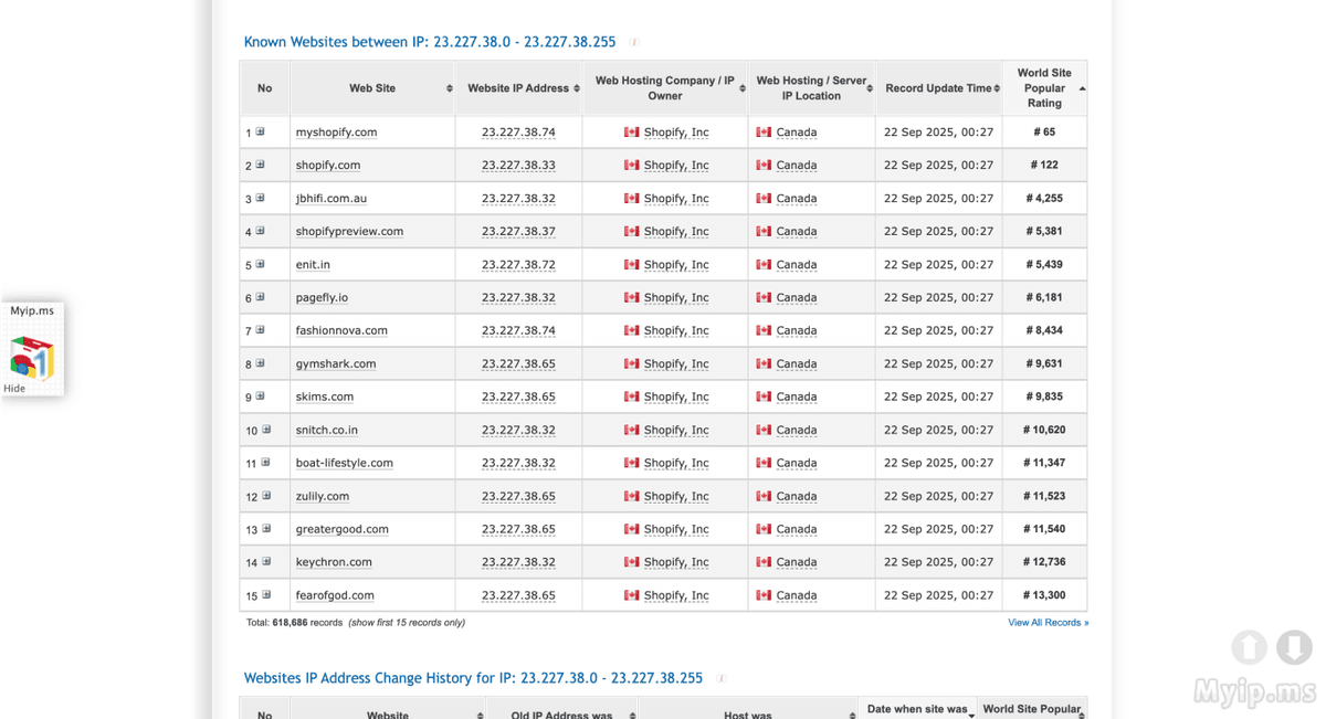 MyIP.ms results