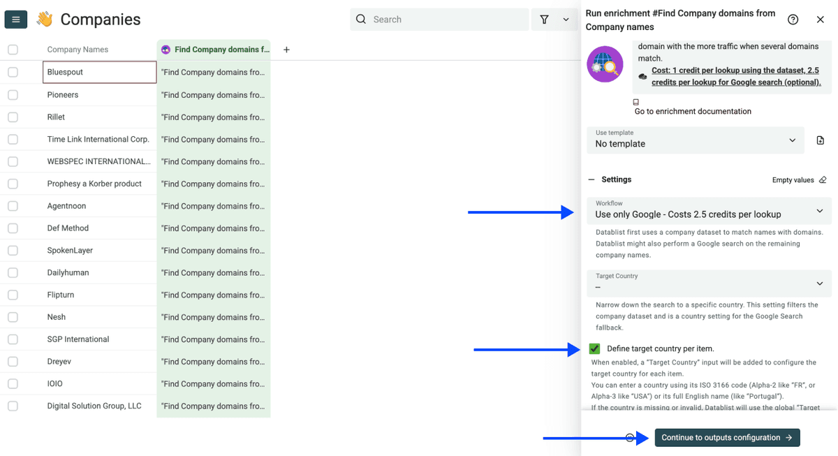 Three Methods Find Websites From Company Names - Google Workflow