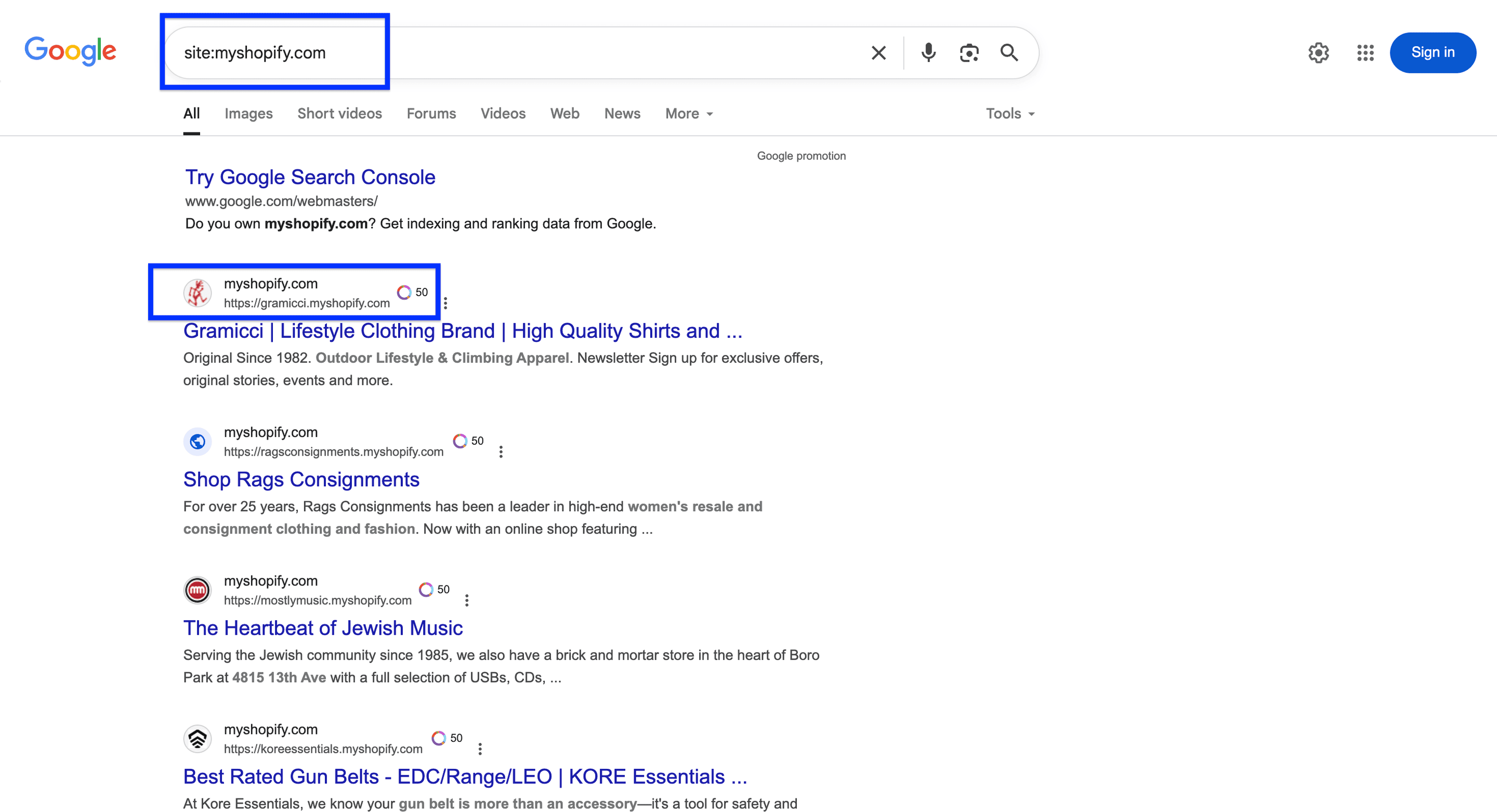 基本的なGoogle検索演算子の使用例
