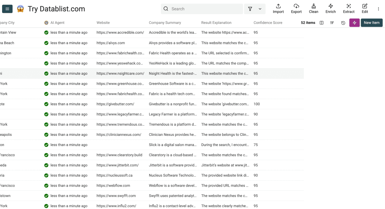 Company Name To Domain - AI Agent Results