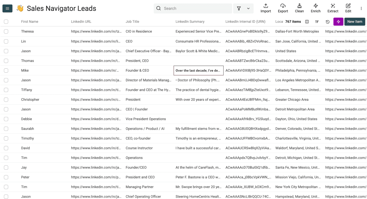 メール付きLead Listの作り方 - 取得結果