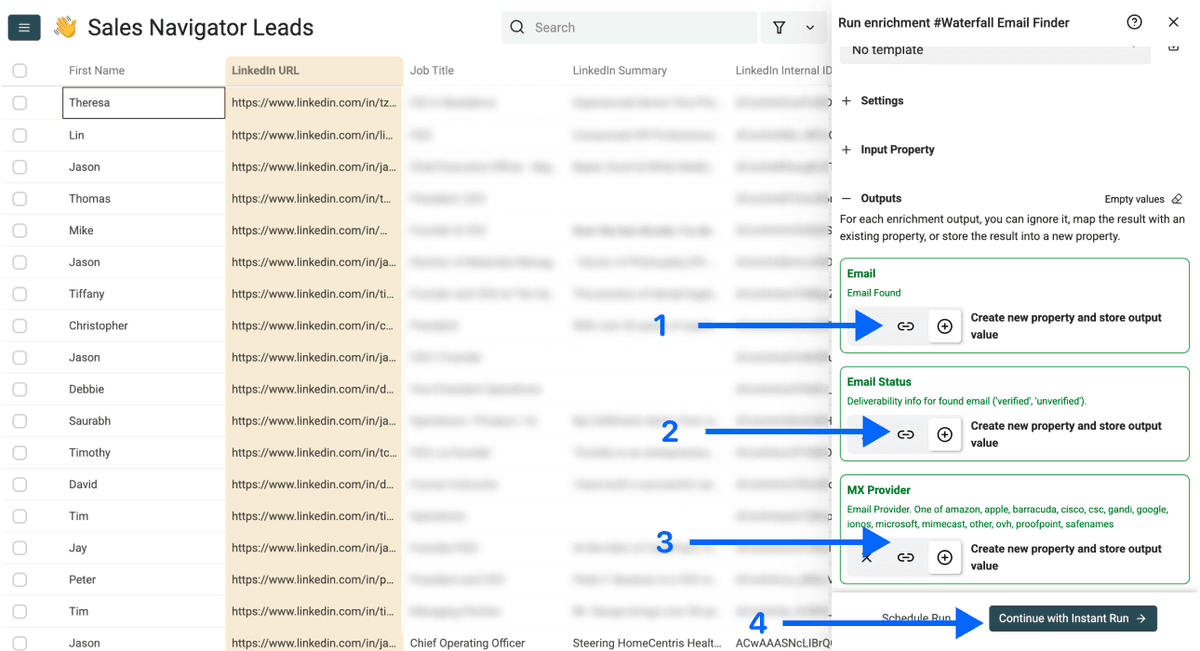 How To Create a Lead List With Emails - Outputs Selection