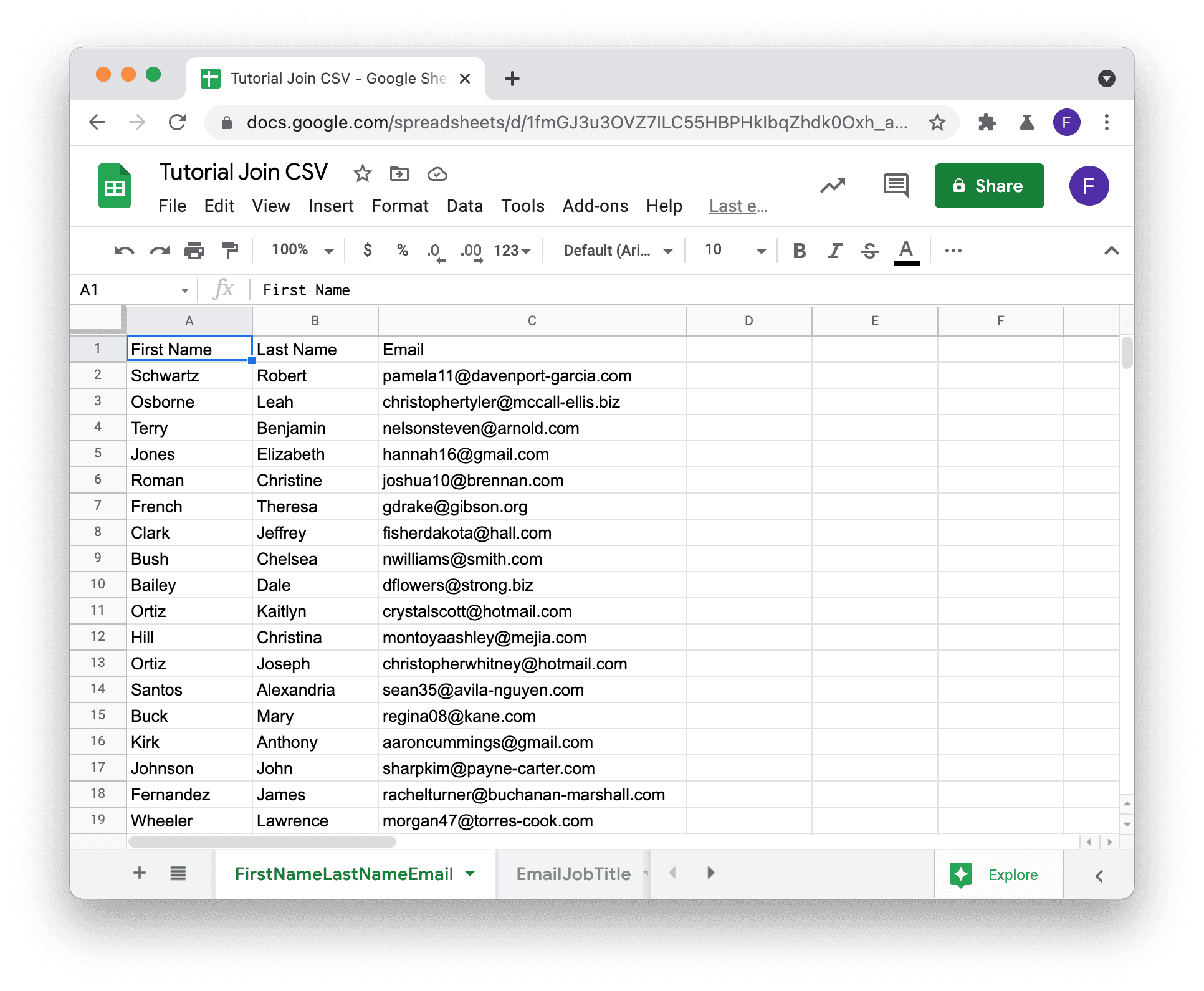 Arquivos CSV importados no Google Sheets