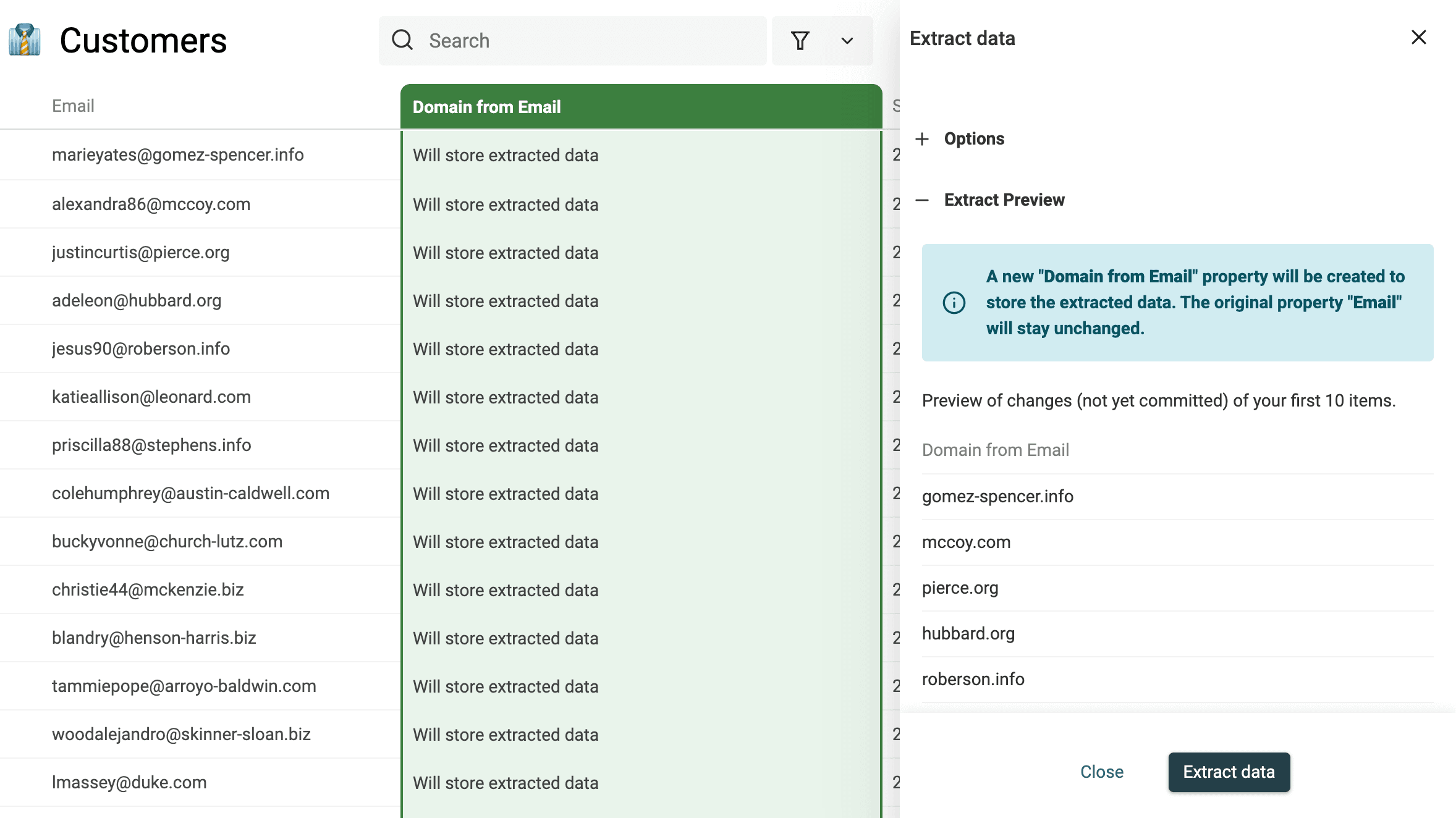 Data Extractorのプレビュー