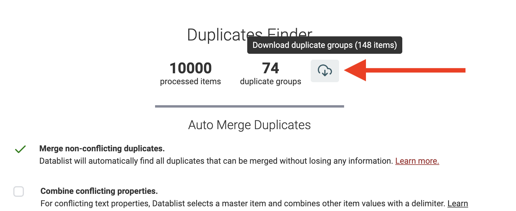 Download duplicate groups