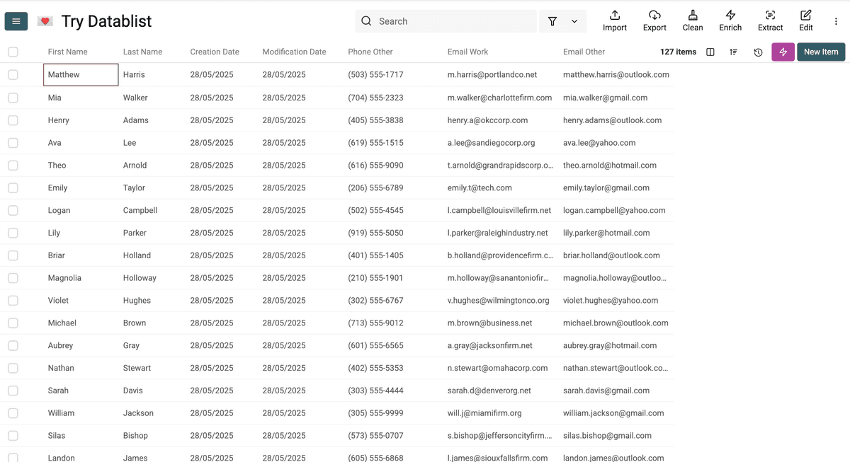Collection Datablist avec contacts Apple dupliqués