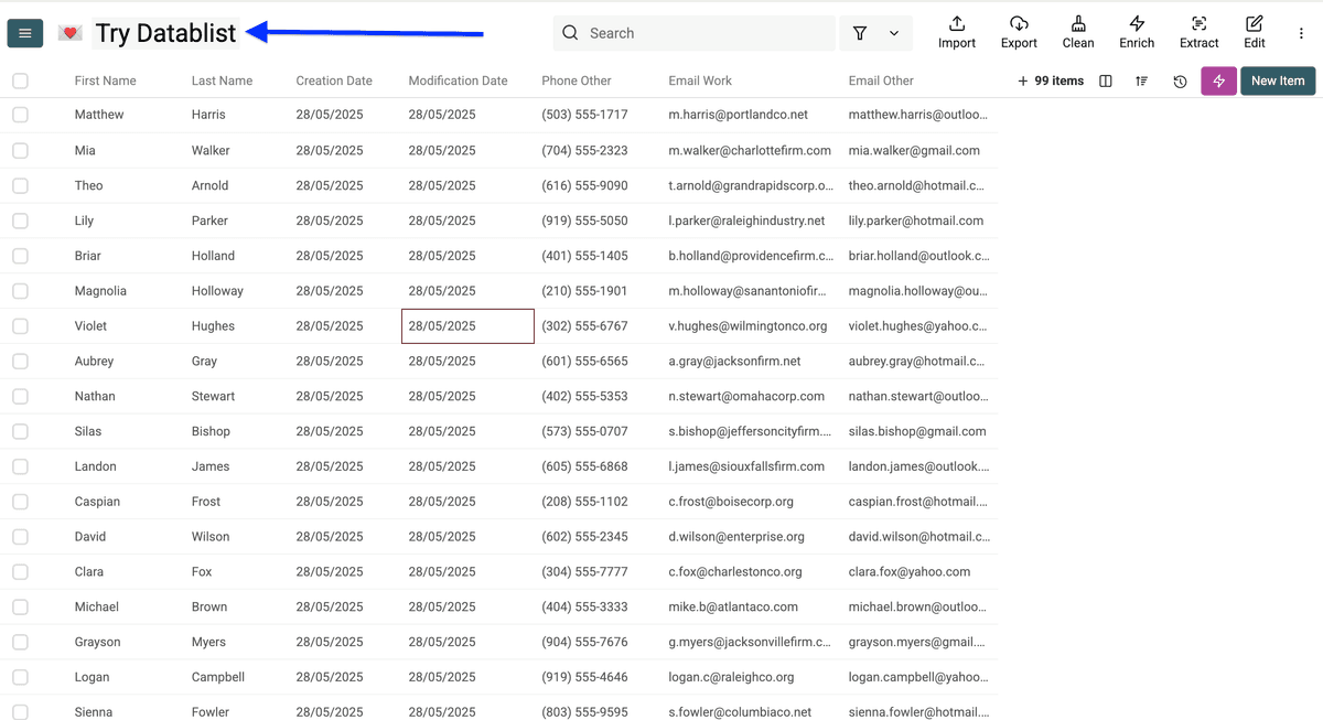 Renommer sa collection Datablist
