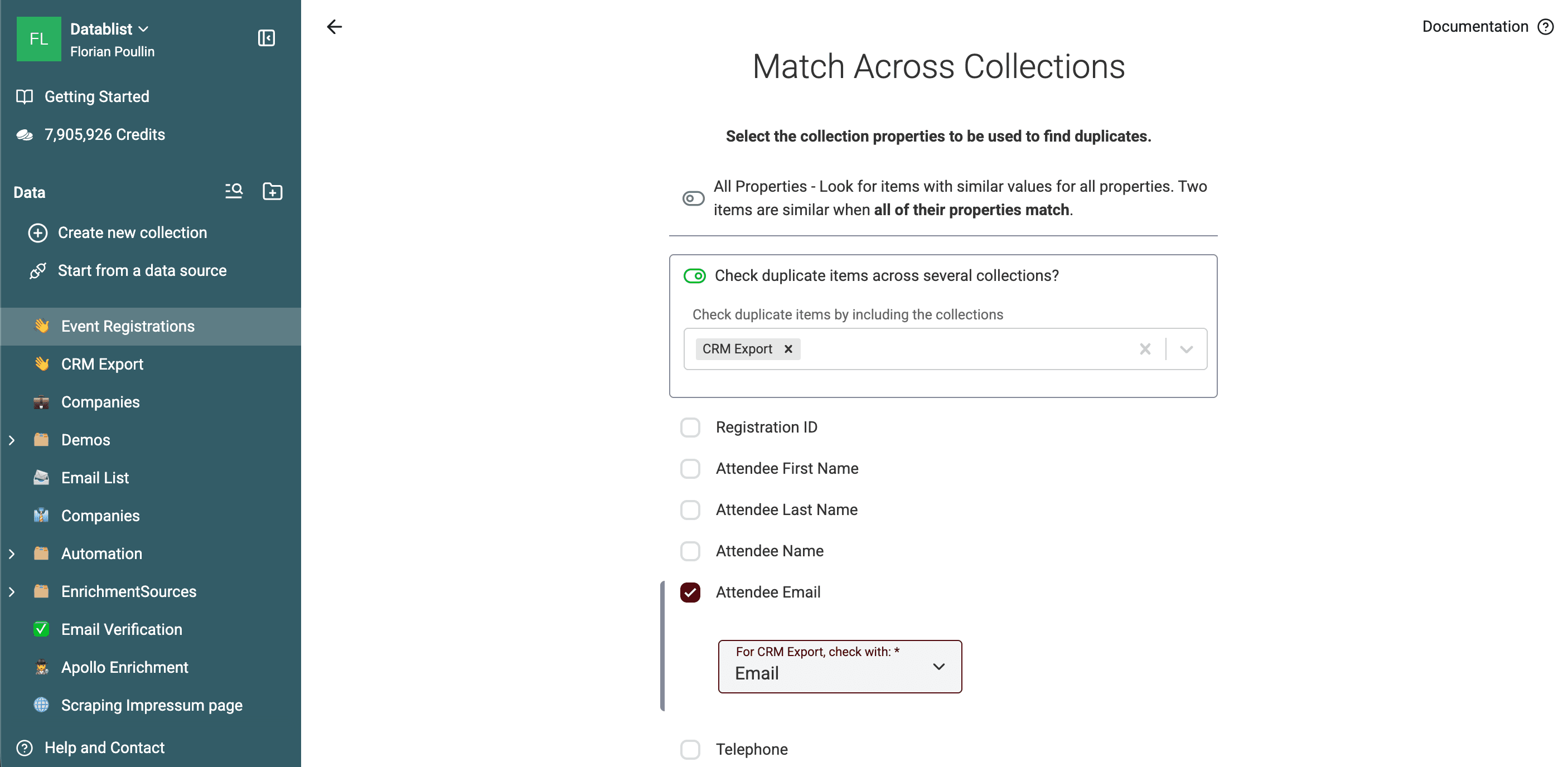 Event RegistrationsとCRM Export間でAttendee EmailをEmailにマッピング