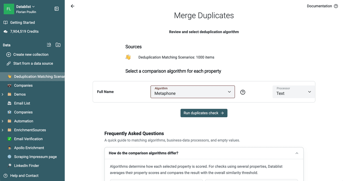 Metaphone configured on the Full Name property