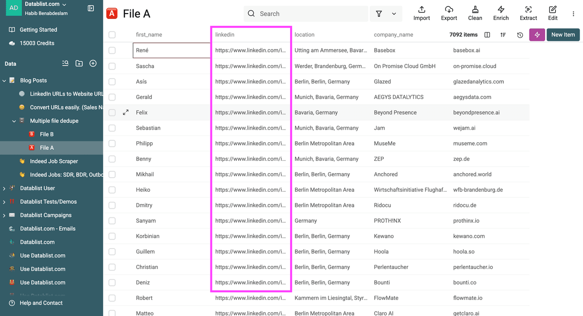 File A to deduplicate across File B