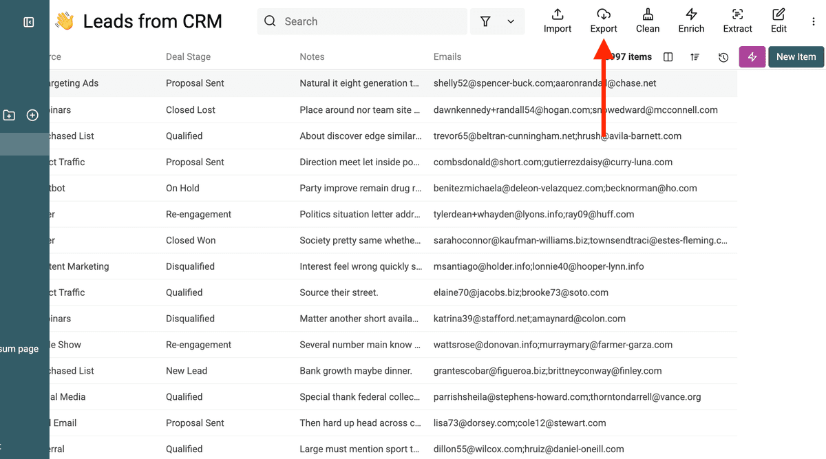 Export the Cleaned List