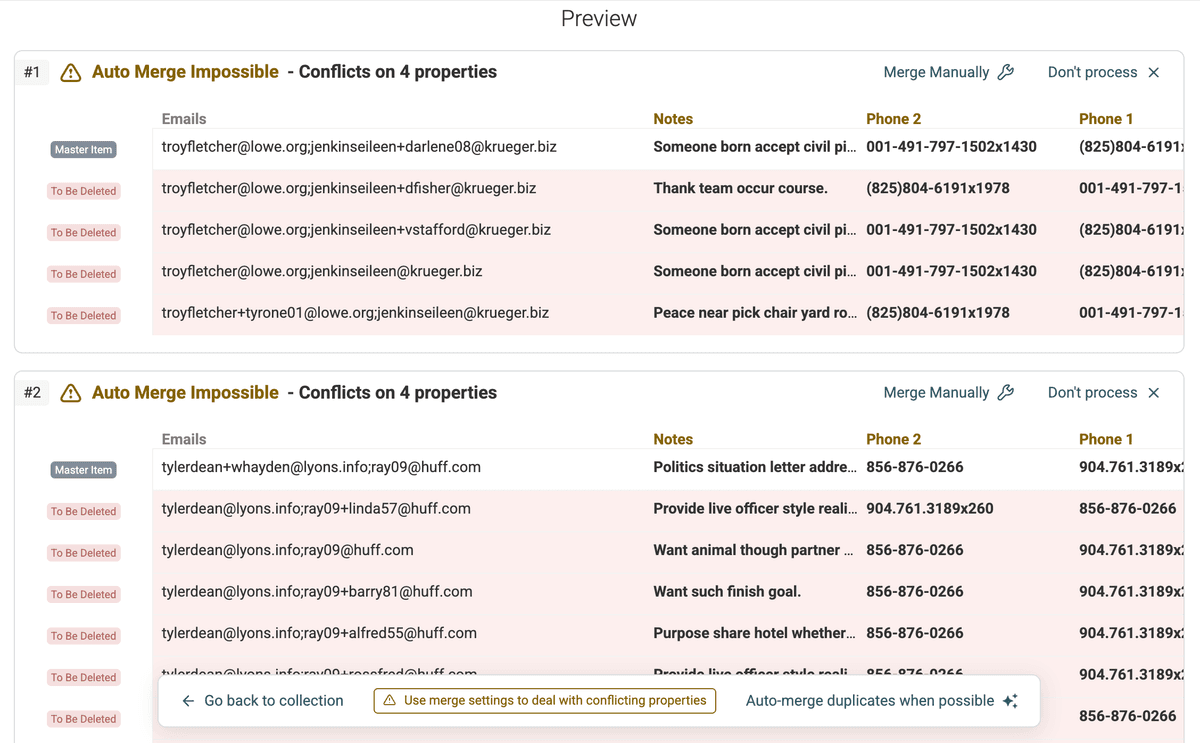 Duplicates Preview
