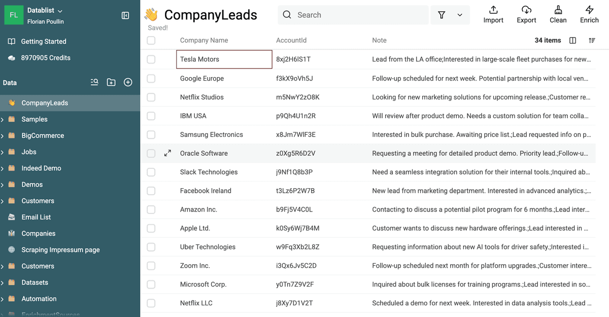 Exporter la liste nettoyée