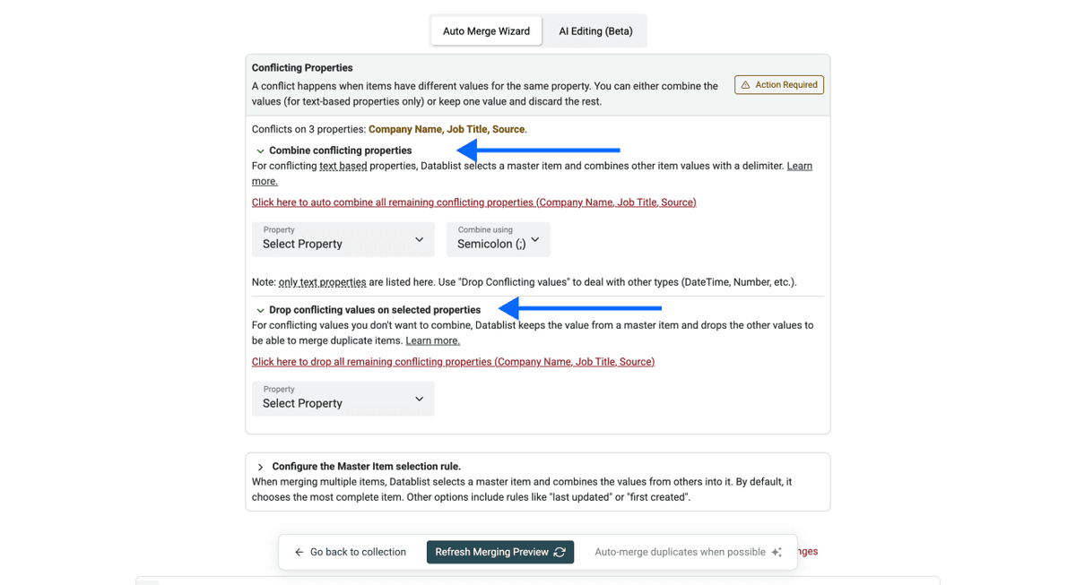 Three Ways To Deduplicate Spreadsheet Files - Merge Settings