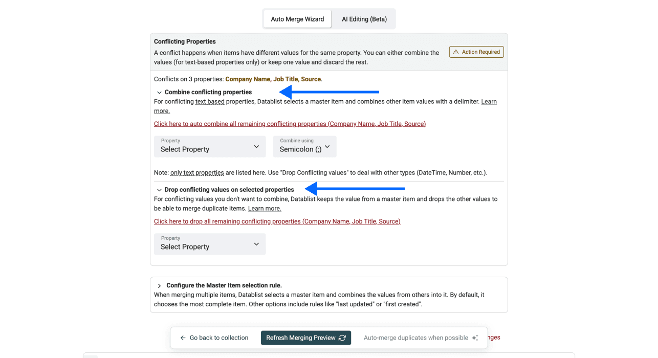 Three Ways To Deduplicate Spreadsheet Files - Merge Settings
