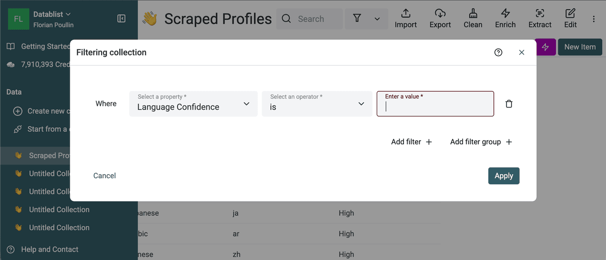 Filter low-confidence language detection results for review