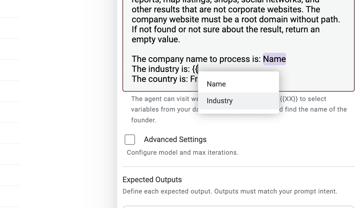Select variables from your collection