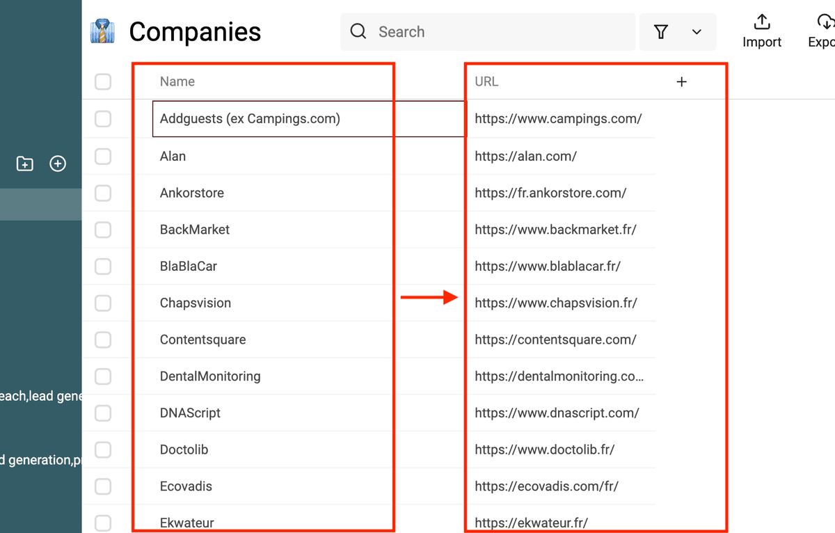Obtenga URLs a partir de nombres de empresa