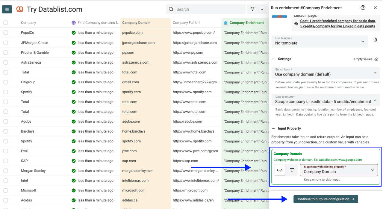 Enrich Company Data From Company Names - Company Enrichment Inputs