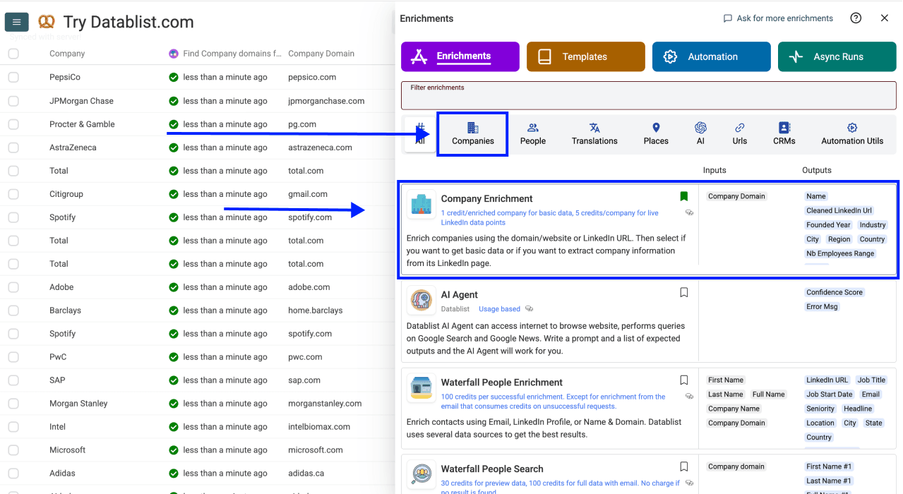 Enrich Company Data From Company Names - Tool Library