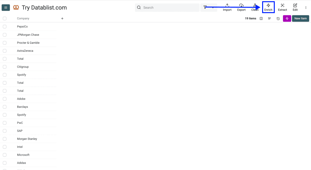 Enrich Company Data From Company Names - Company List