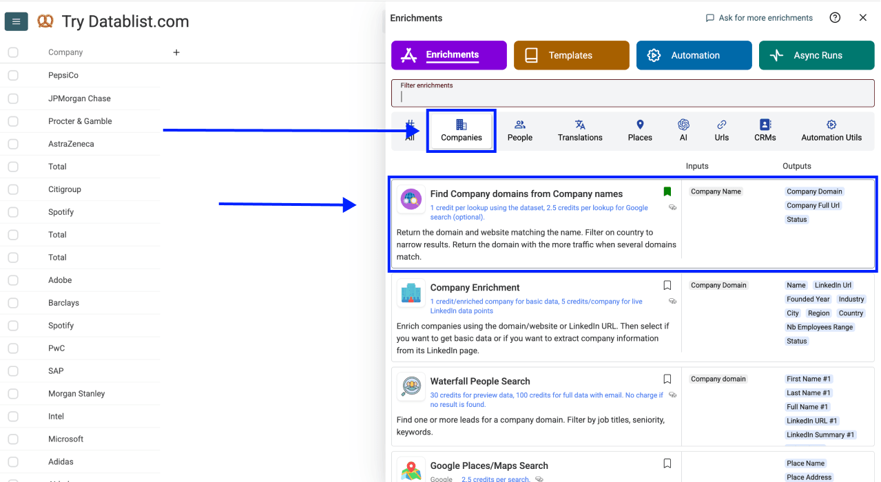 Enrich Company Data From Company Names - Tool Library