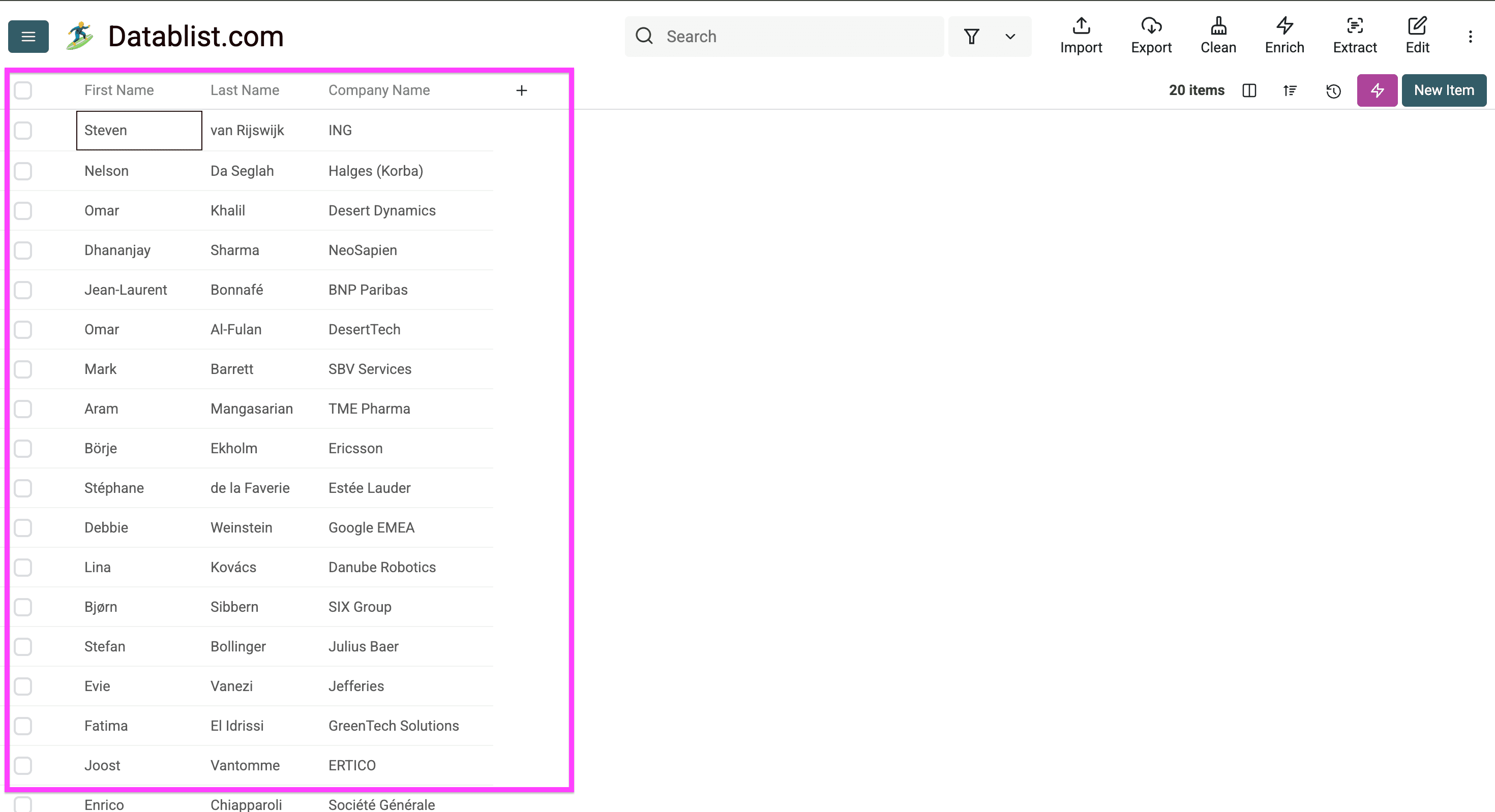 List of EMEA executives on whom I’ll automate repetitive research