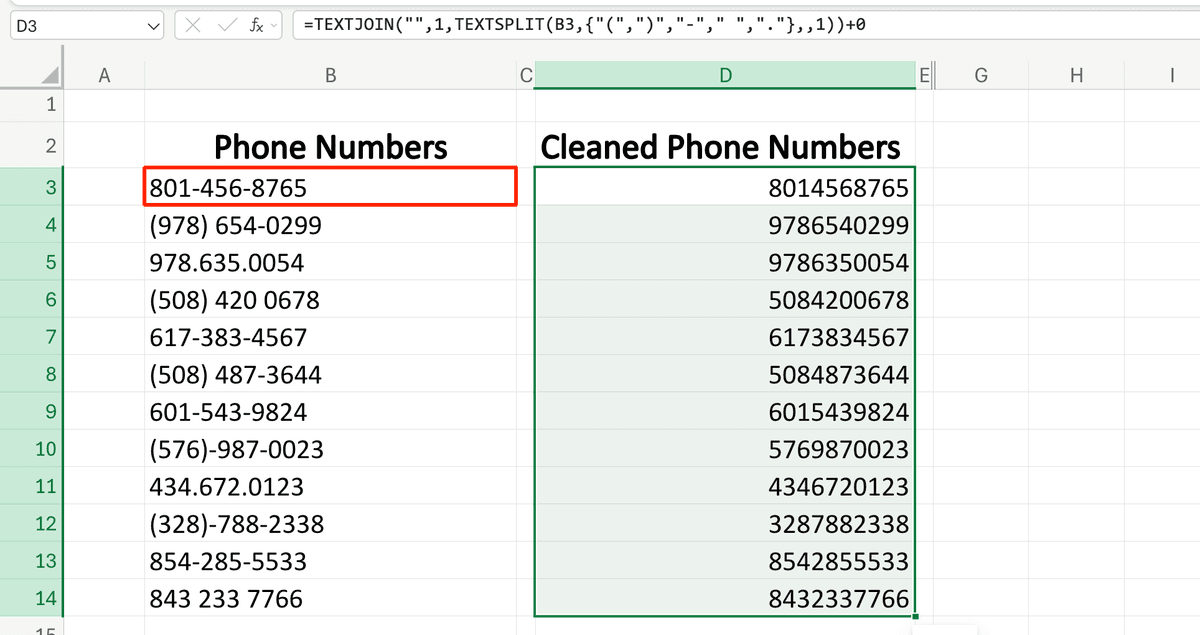 Cleaning formula applied to all my phone numbers