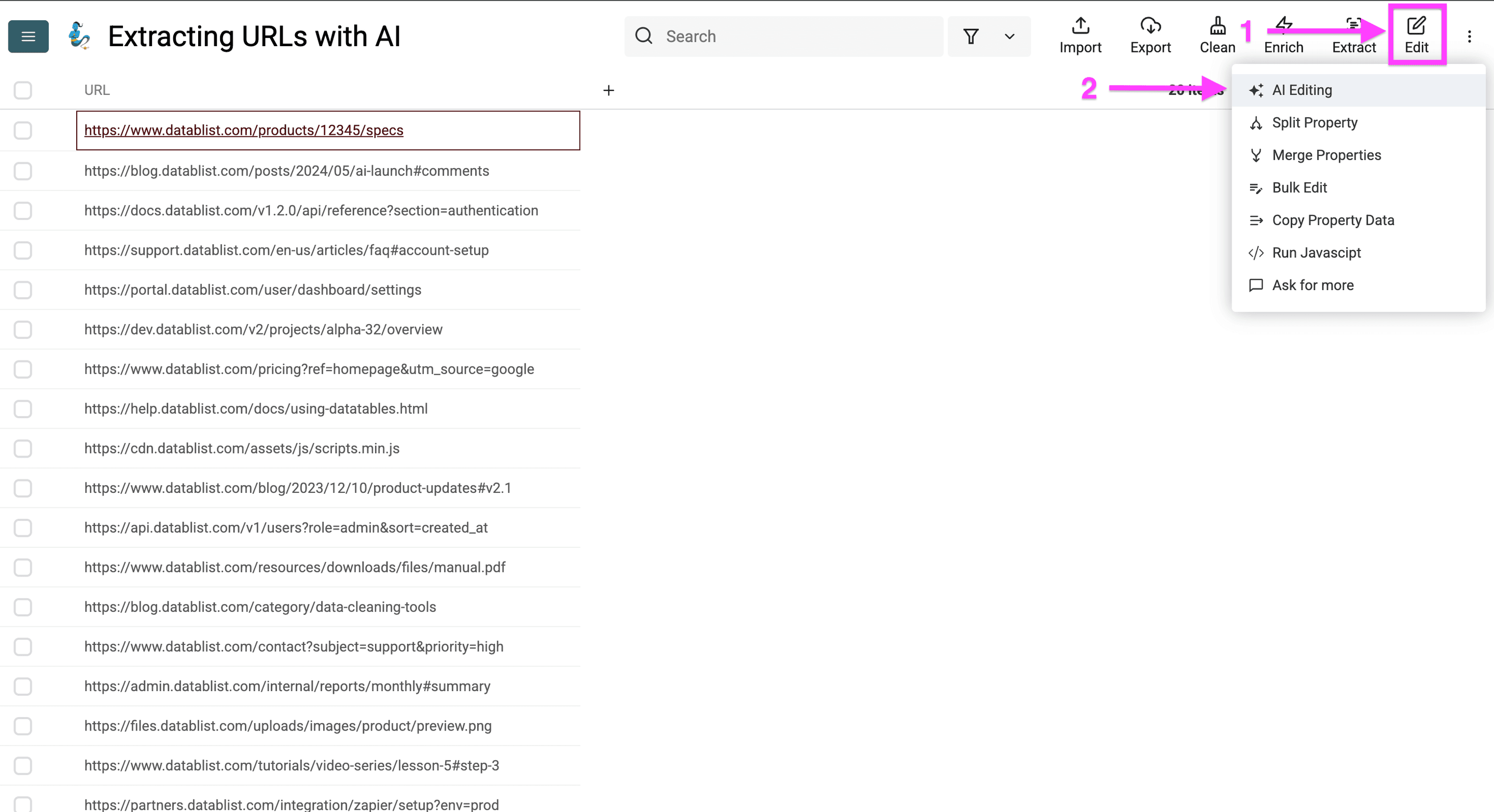Datablistのユーザーインターフェースと編集機能