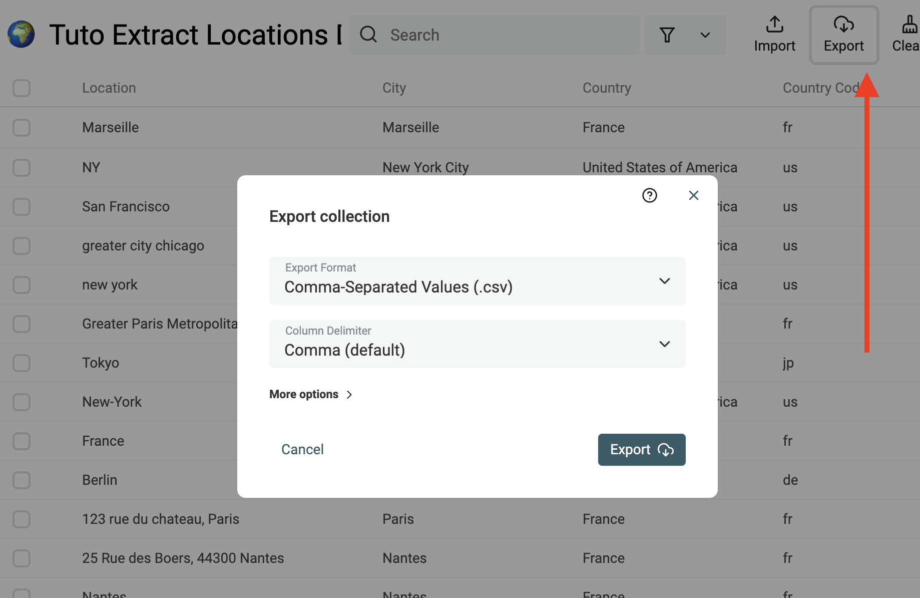 Export Data as CSV or Excel files