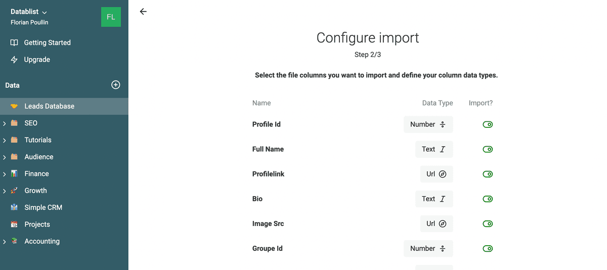 Create a property for each column