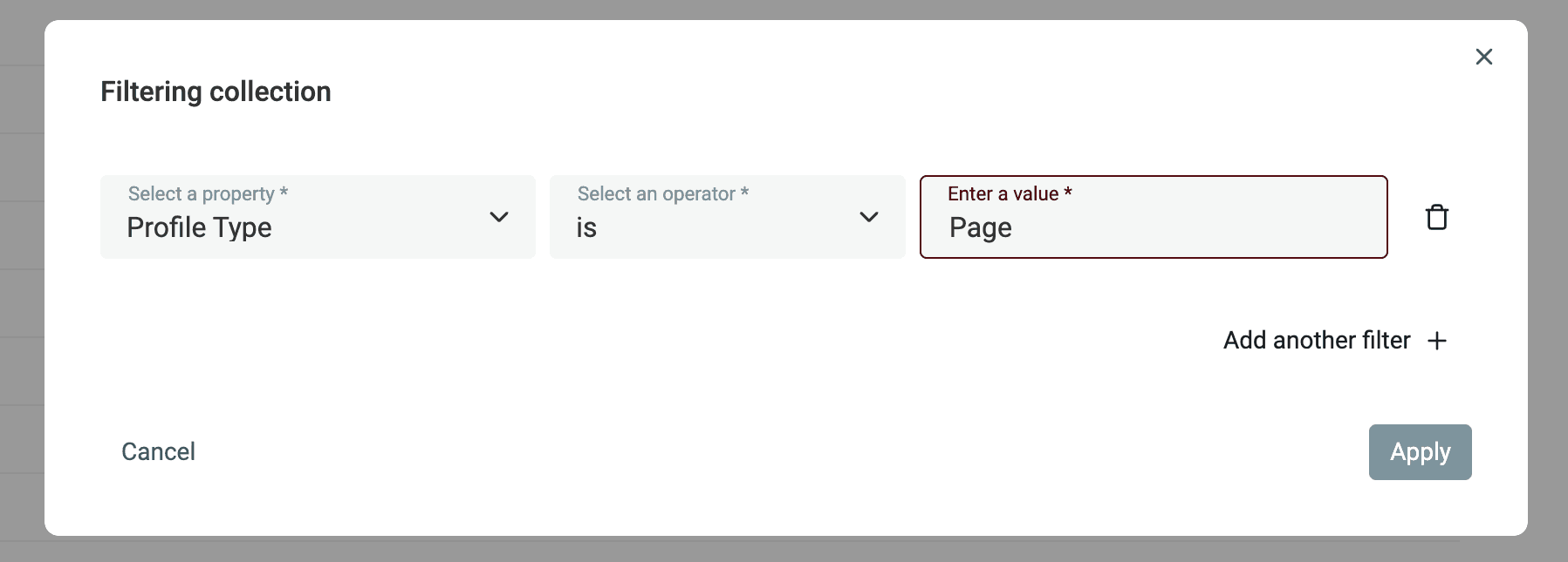 Filtrar "Page"