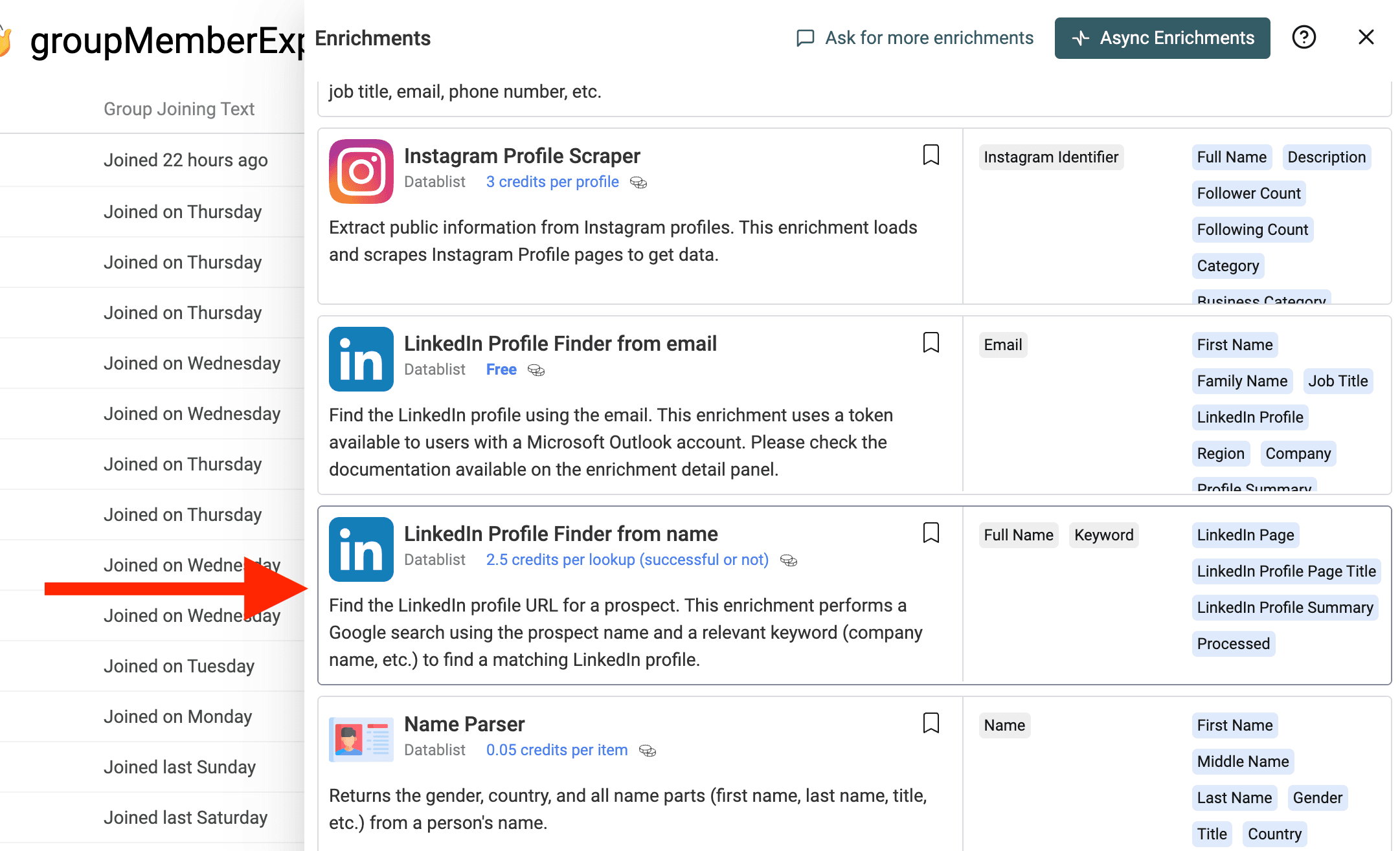 Selecionar LinkedIn Profile Finder from name