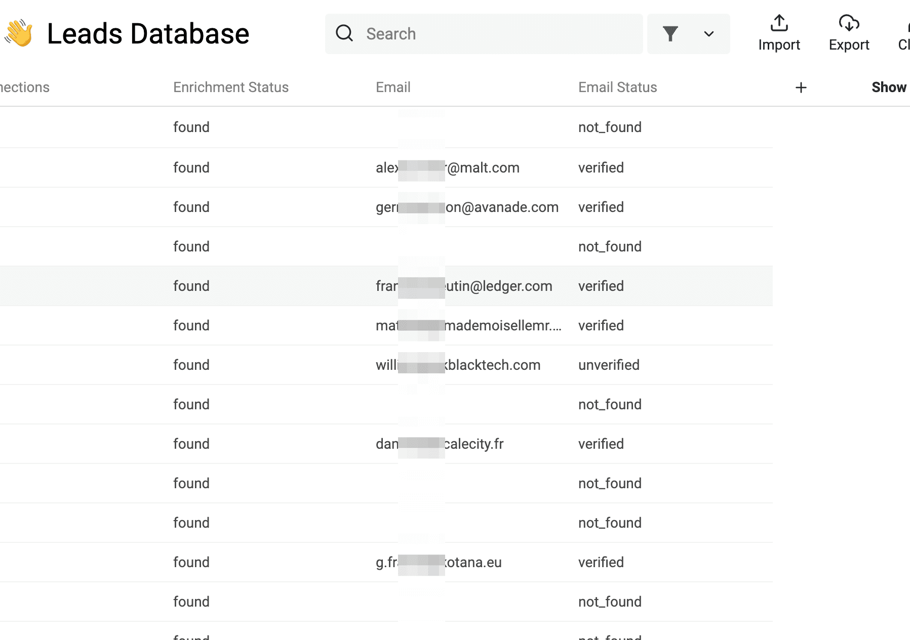 Resultados do Email Finder