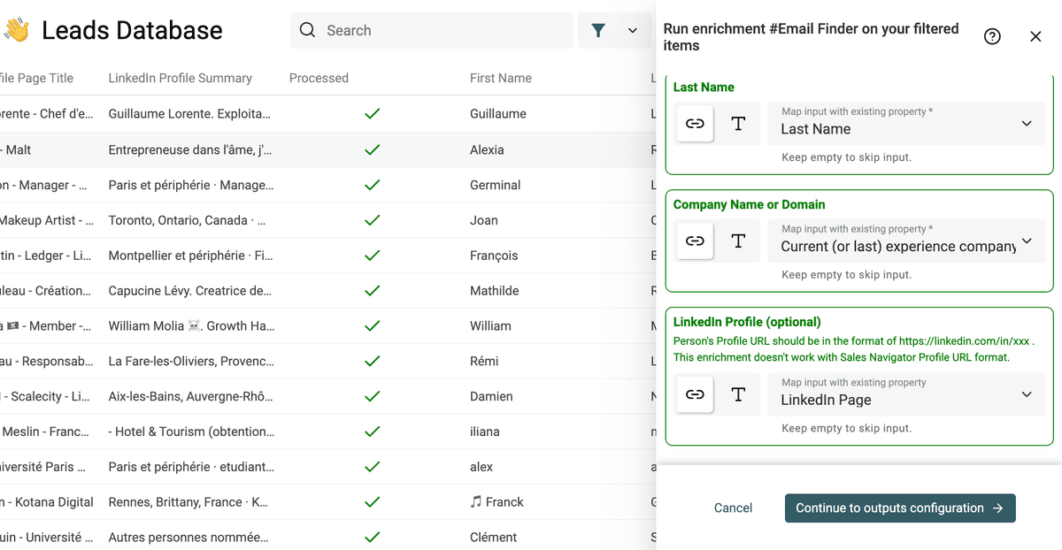 Email Finder Inputs