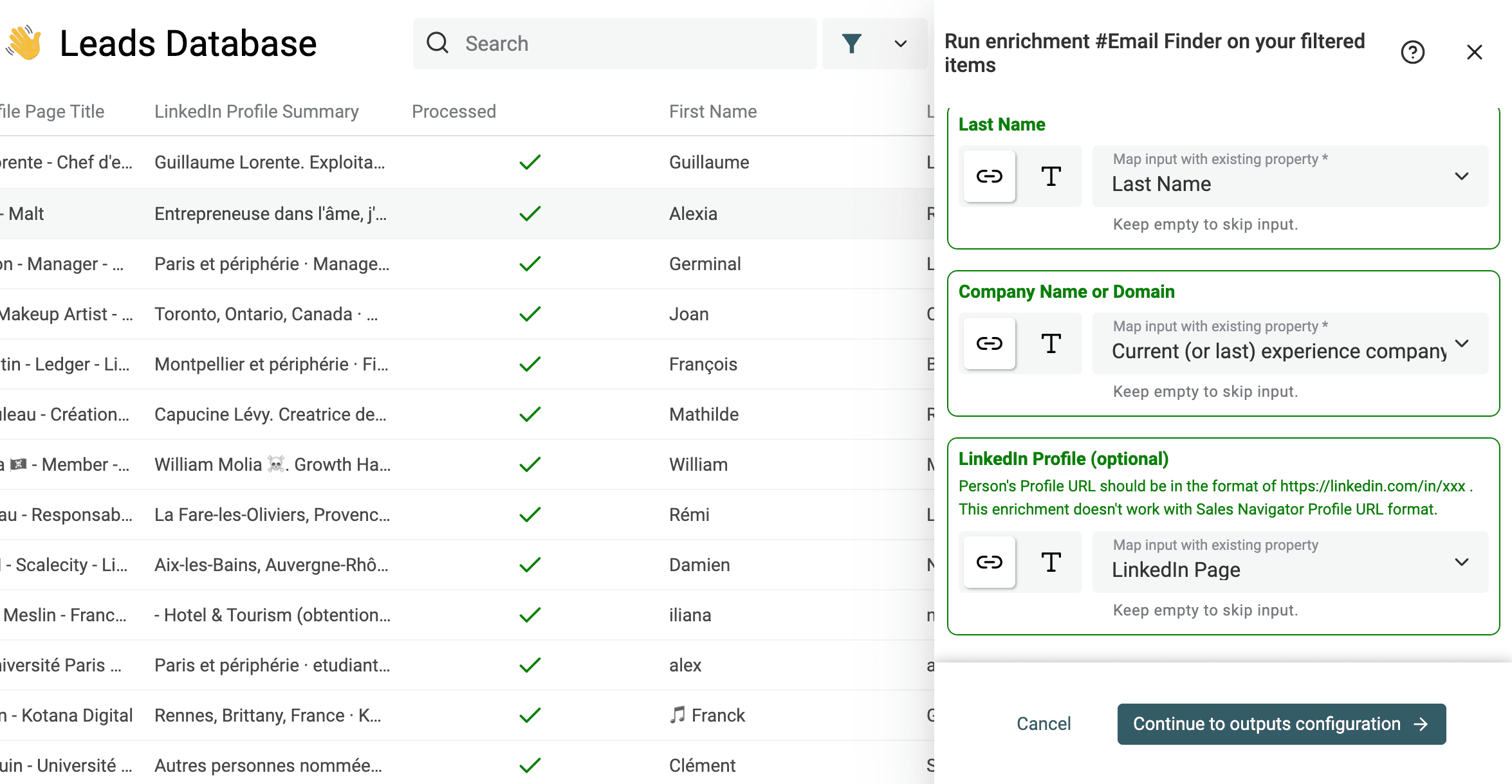 Inputs do Email Finder