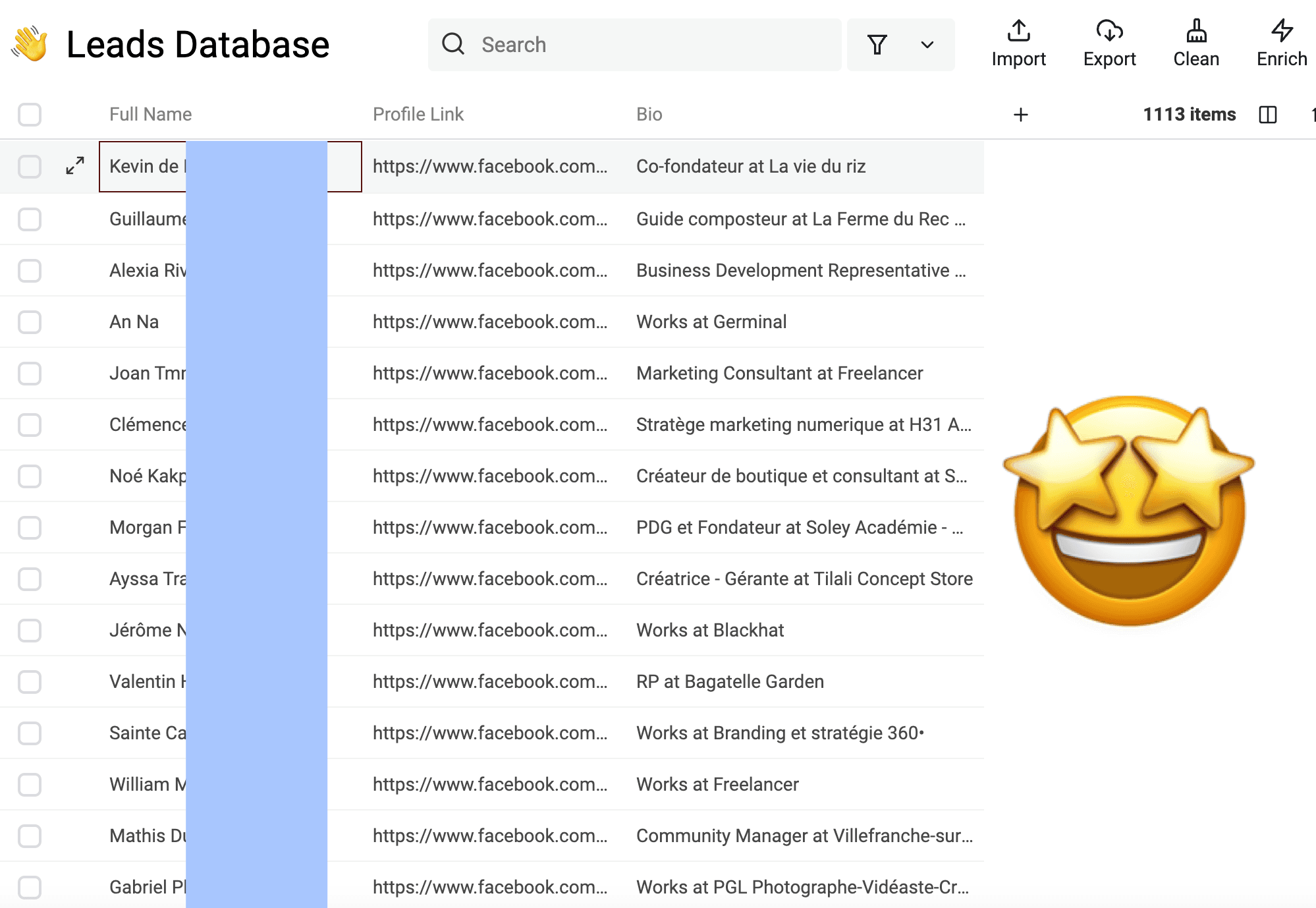 Uma lista limpa de leads B2B (em francês, desculpe...)