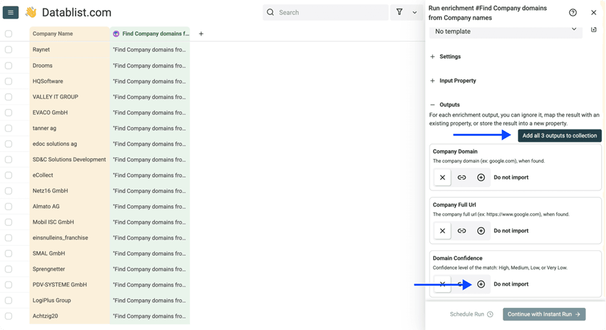 Add the domain finder output properties
