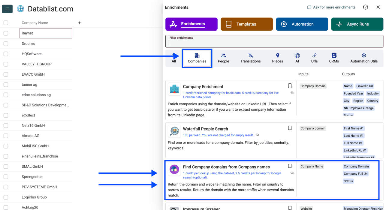 Three Methods Find Websites From Company Names - Enrichment Library